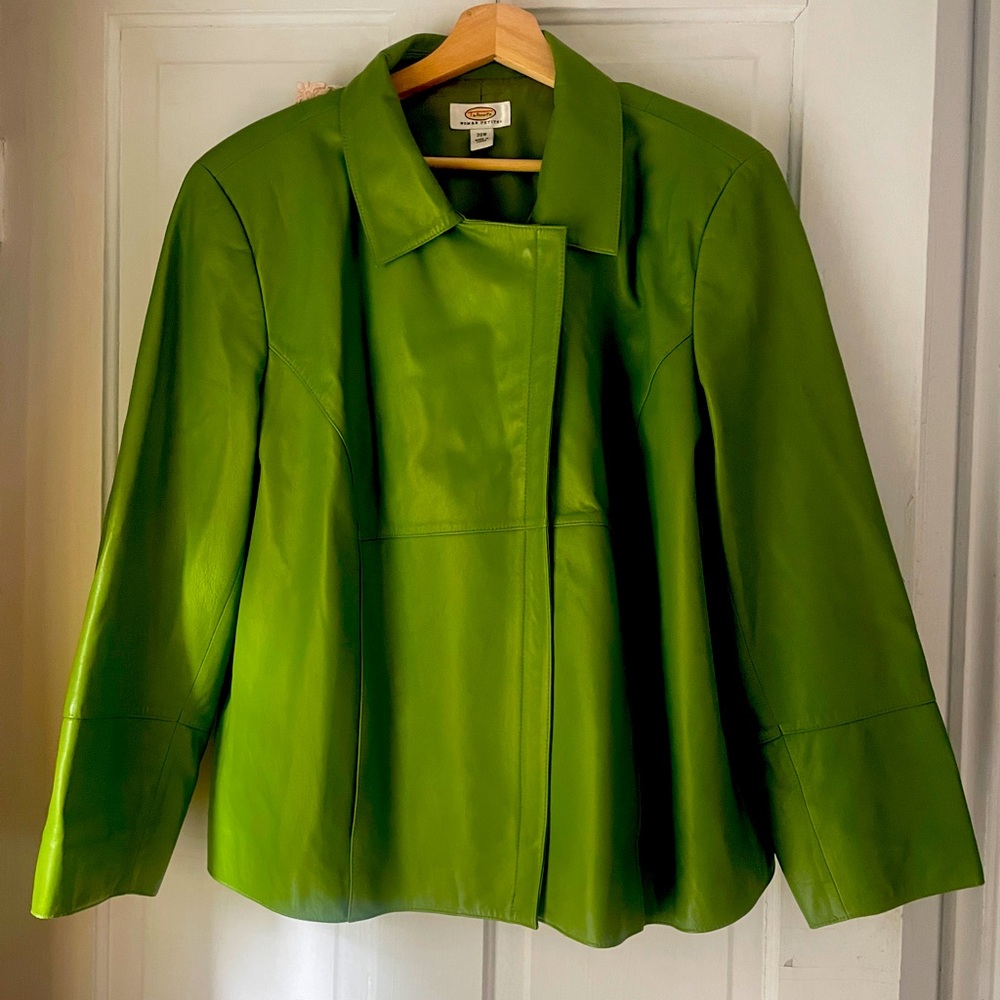 Talbots green leather jacket, size 20W.